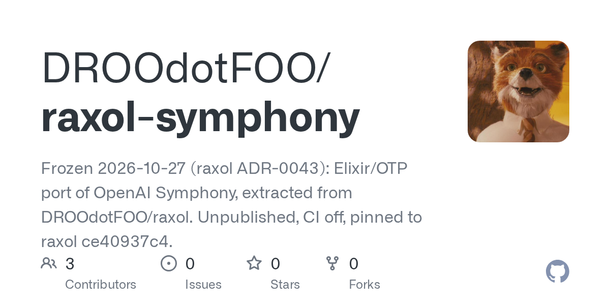 GitHub preview of DROOdotFOO/raxol-symphony